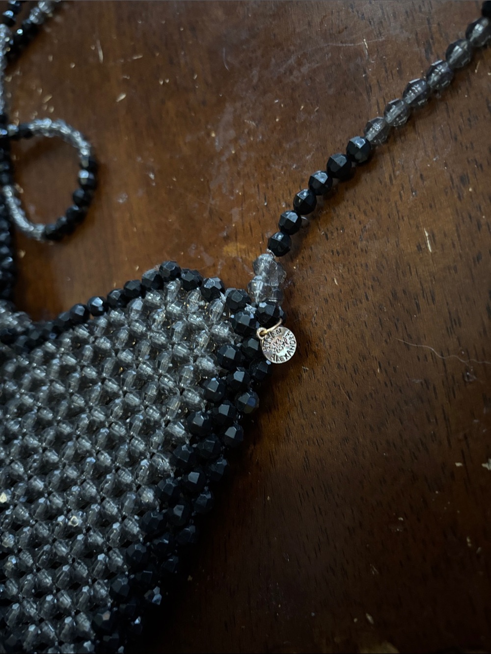 Susan Alexandra Black Beaded Bow Bag with Long Strap - Picture 2 of 4